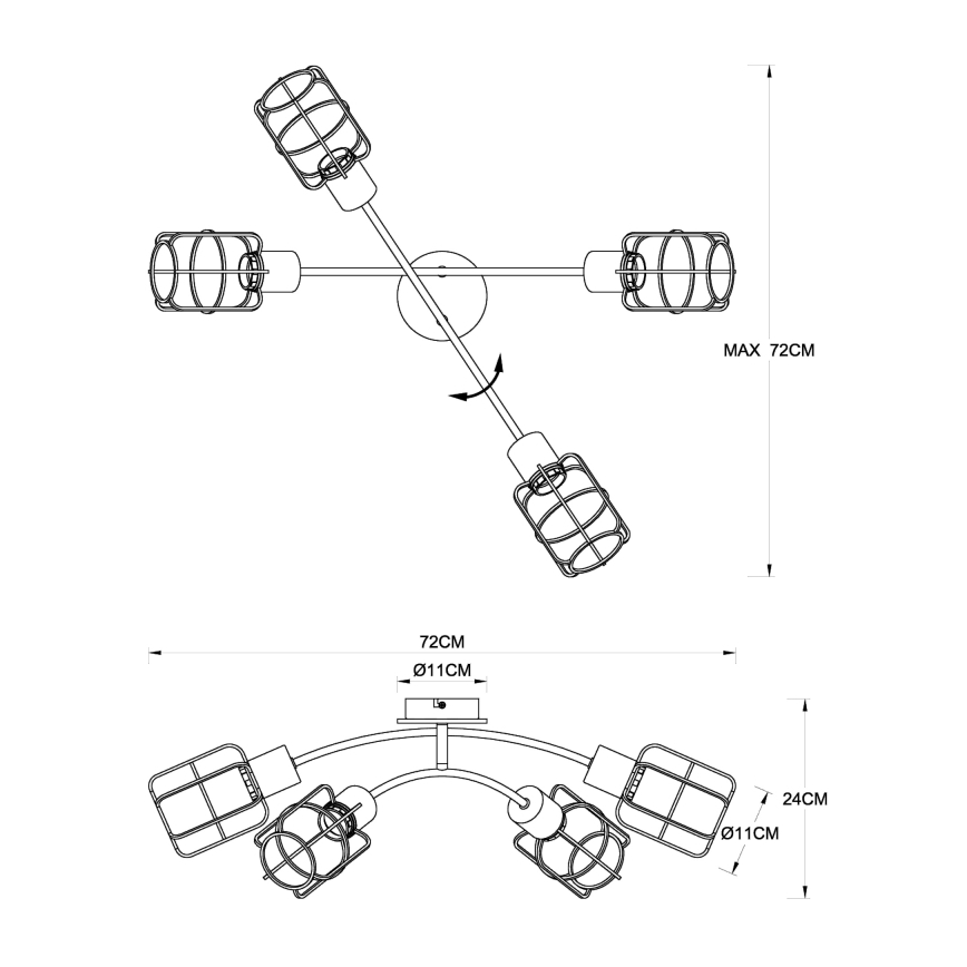 Globo - Aufgesetzte Deckenleuchte 4xE27/40W/230V