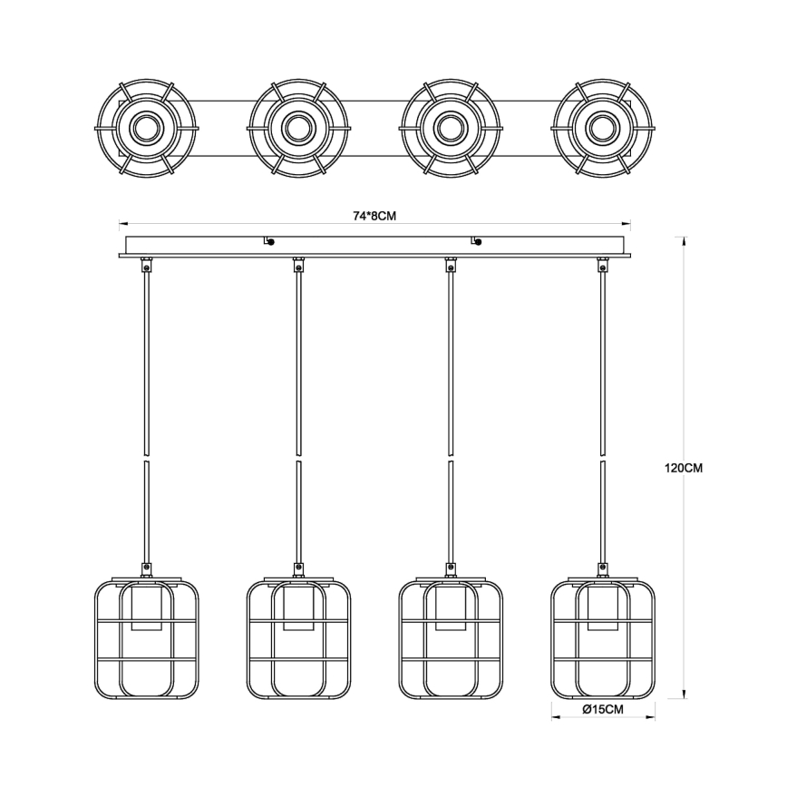 Globo - Pendelleuchte mit Kabel 4xE27/40W/230V