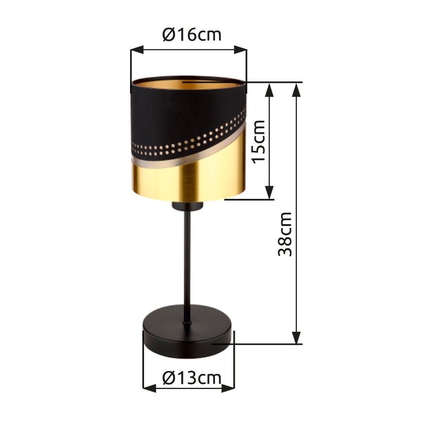 Globo - Tischleuchte 1xE27/40W/230V d 16 cm schwarz/golden