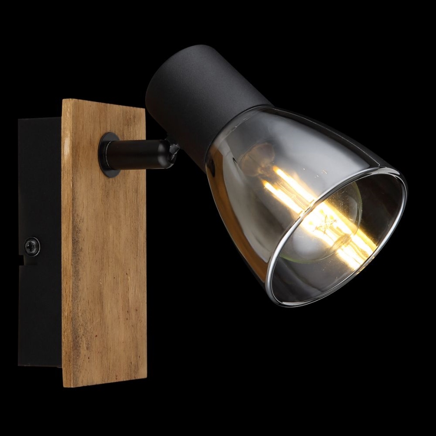 Globo - Wandleuchte Spot 1xE14/40W/230V Schwarz/Holz