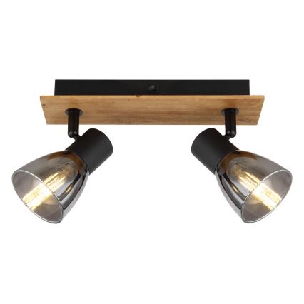 Globo - Wandleuchte mit 2xE14/40W/230V in Schwarz/Holz