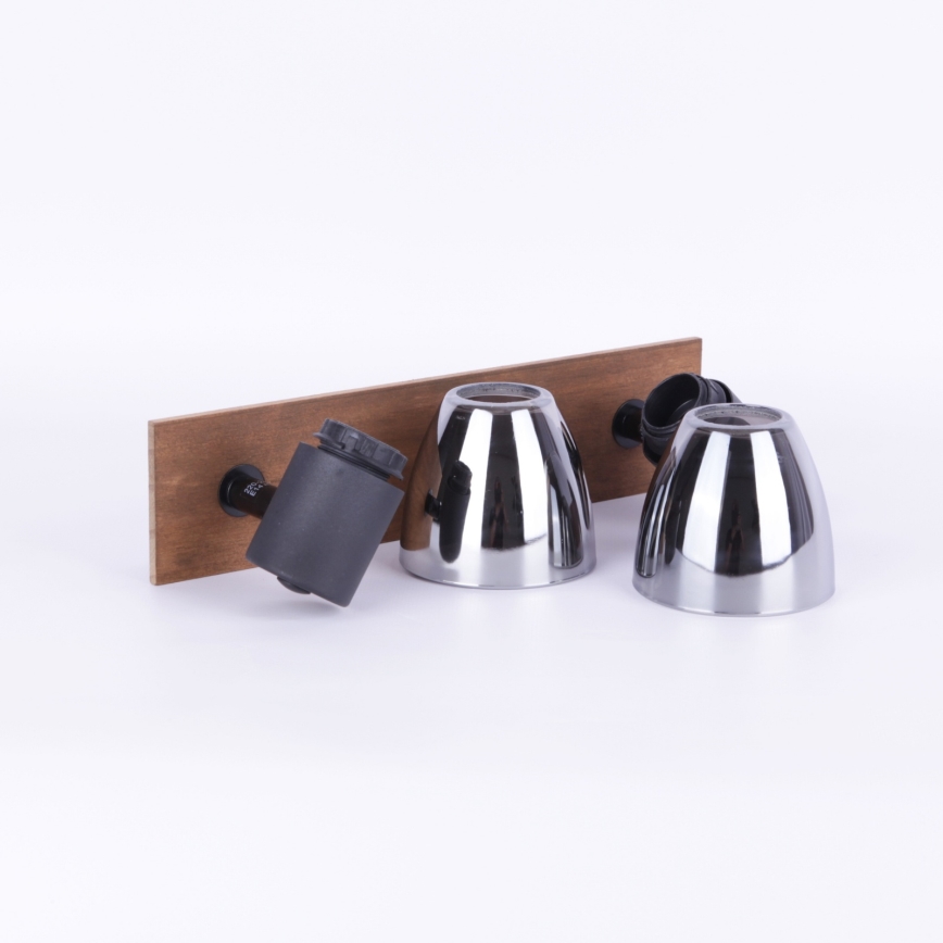 Globo - Wandleuchte mit 2xE14/40W/230V in Schwarz/Holz