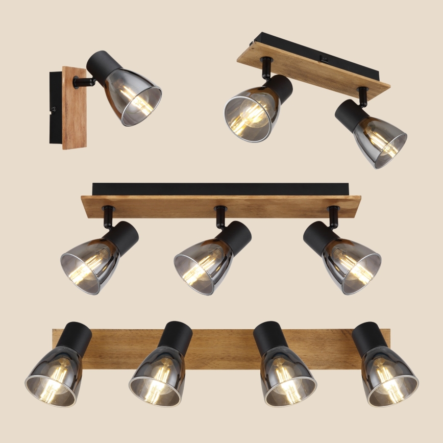 Globo - Wandleuchte mit 2xE14/40W/230V in Schwarz/Holz