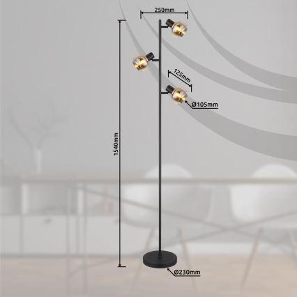 Globo - Stehlampe 3xE14/40W/230V schwarz
