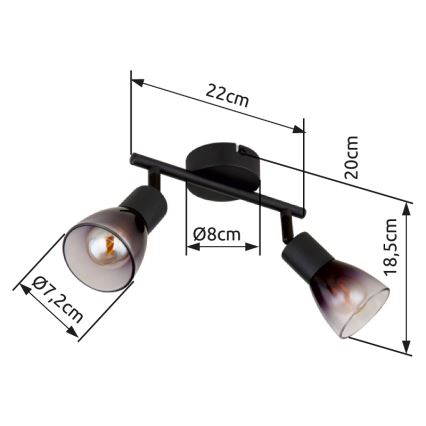 Globo - Strahler 2xE14/25W/230V schwarz