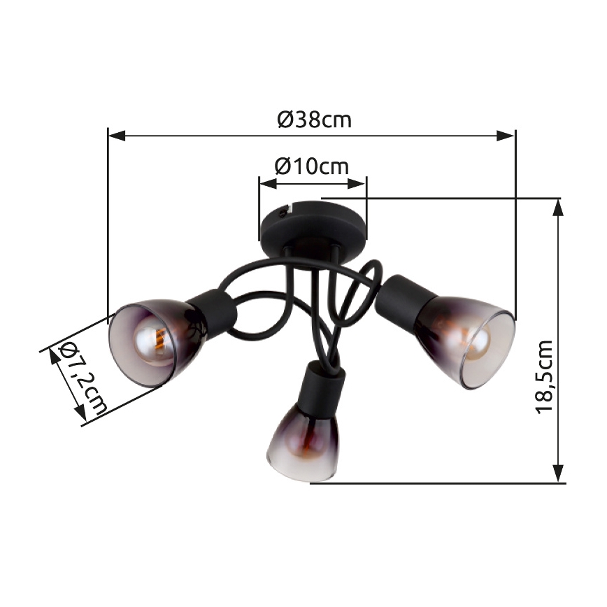Globo - Anbauleuchte 3xE14/25W/230V schwarz