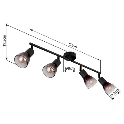 Globo - Strahler 4xE14/25W/230V schwarz