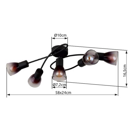 Globo - Anbauleuchte 5xE14/25W/230V schwarz