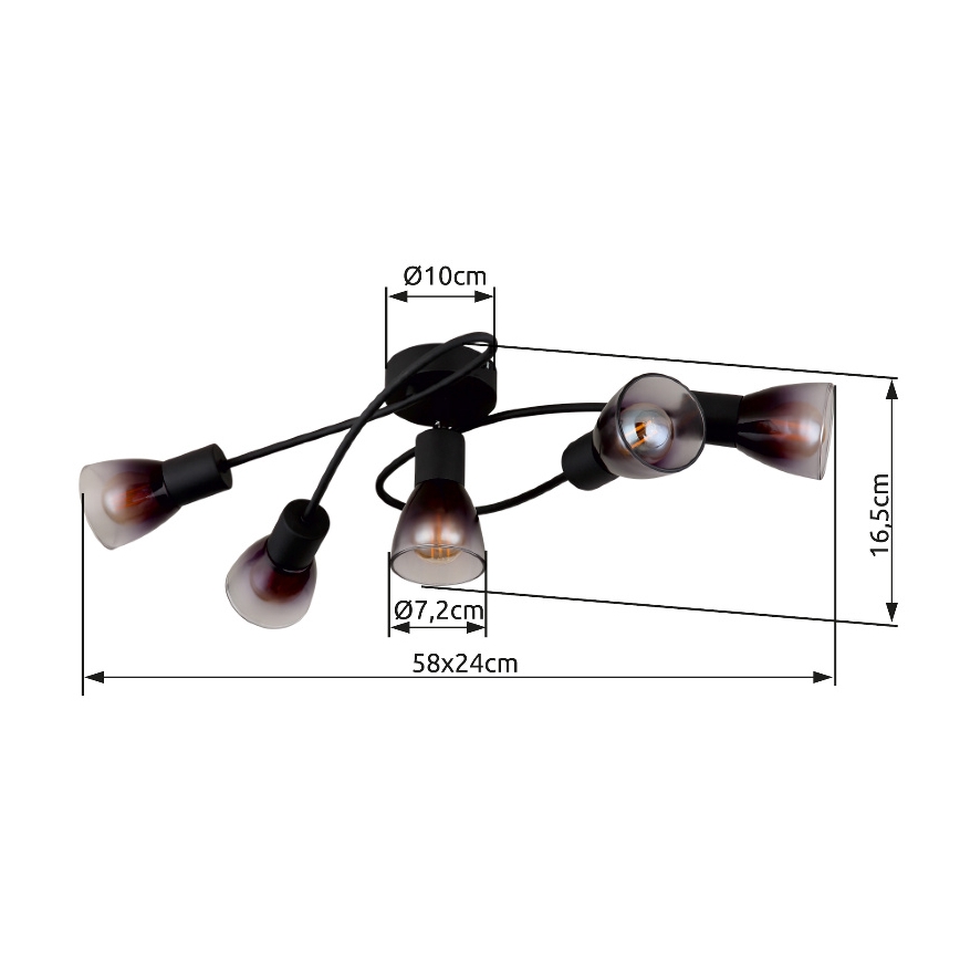 Globo - Anbauleuchte 5xE14/25W/230V schwarz