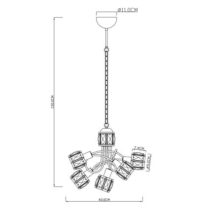 Globo - LED-Kronleuchter an Kette 5xE14/40W/230V + LED/5W