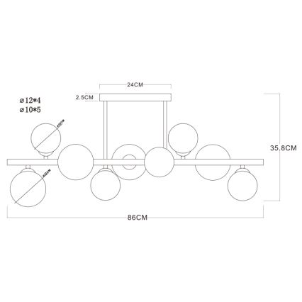 Globo - LED-Hängeleuchte an Stange 9xG9/3W/230V