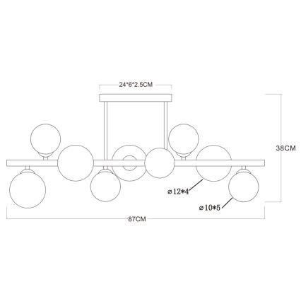 Globo - LED-Deckenleuchte an Stange 9xG9/3W/230V Messing