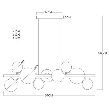 Globo - LED-Hängeleuchte an Schnur 9xG9/3W/230V Messing