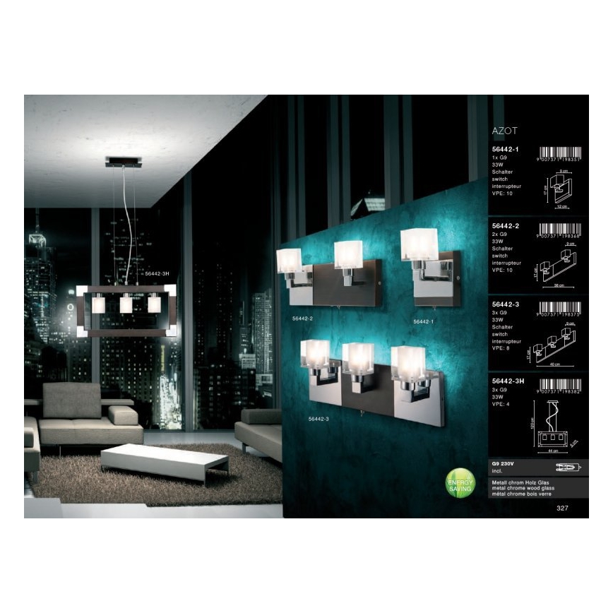 Globo 56442-3 - Nástěnné svítidlo AZOT 3xG9/33W