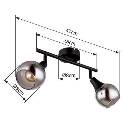 Globo - Strahler 2xE14/40W/230V schwarz