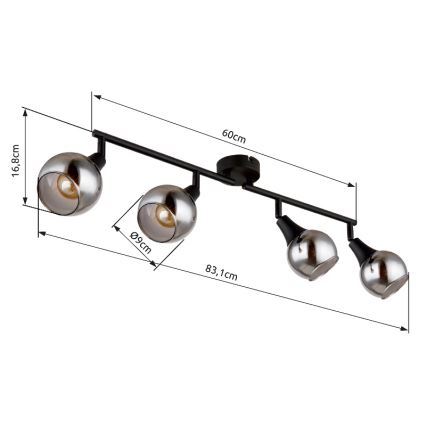 Globo - Strahler 4xE14/40W/230V schwarz