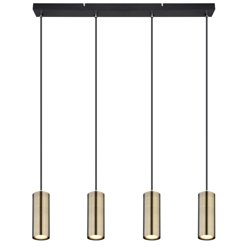 Globo - Hängeleuchte an Kabel 4xGU10/35W/230V schwarz/Messing