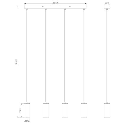 Globo - Hängeleuchte an Kabel 4xGU10/35W/230V schwarz/Messing