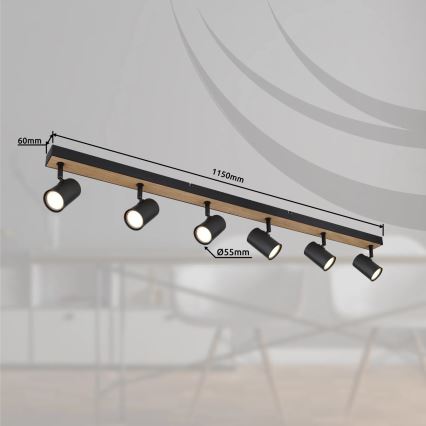 Globo - Strahler 6xGU10/35W/230V schwarz/braun