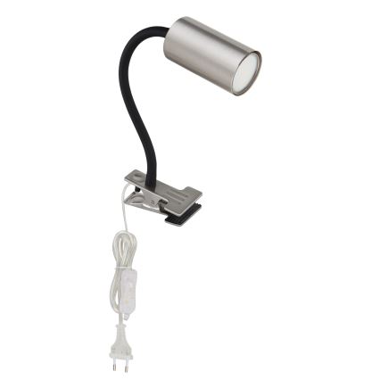 Globo - Flexible Lampe mit Clip 1xGU10/25W/230V Schwarz/Glänzendes Chrom