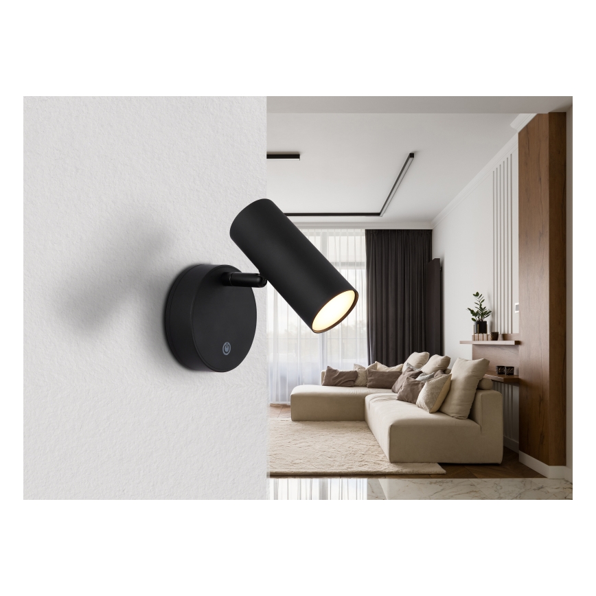 Globo - LED, dimmbarer, wiederaufladbarer Wand-Spot LED/0,4W/3,7V 1800 mAh schwarz
