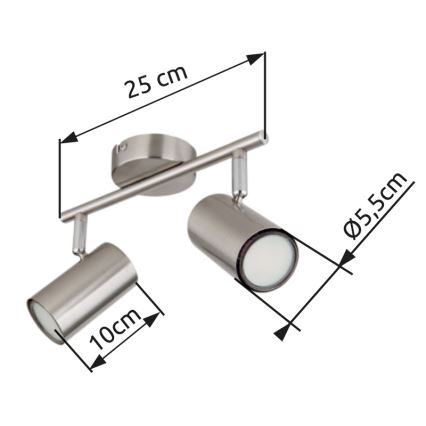 Globo - Strahler 2xGU10/25W/230V matt Chrom