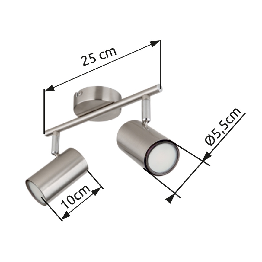 Globo - Strahler 2xGU10/25W/230V matt Chrom