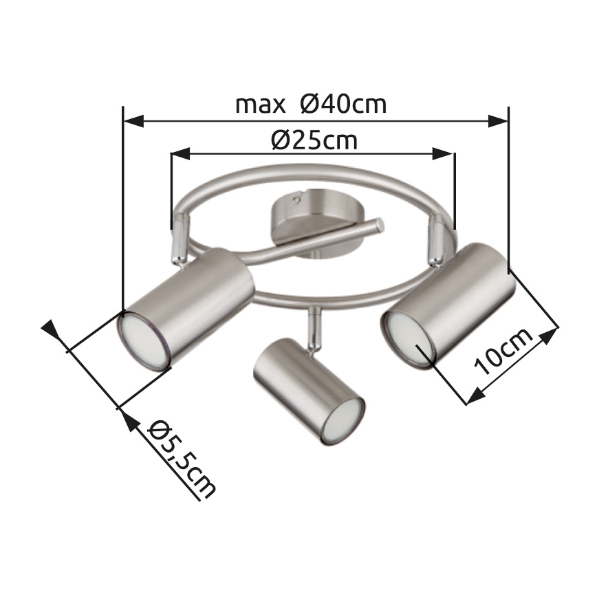 Globo - Strahler 3xGU10/25W/230V matt Chrom