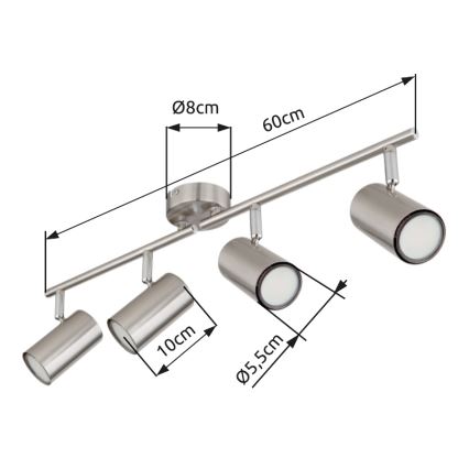 Globo - Strahler 4xGU10/25W/230V matt Chrom