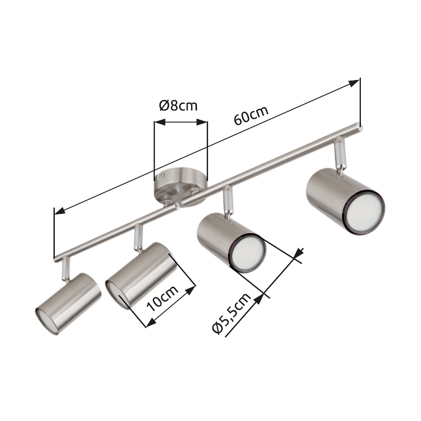 Globo - Strahler 4xGU10/25W/230V matt Chrom