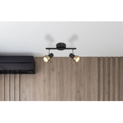 Globo - Strahler  2xGU10/25W/230V schwarz/golden