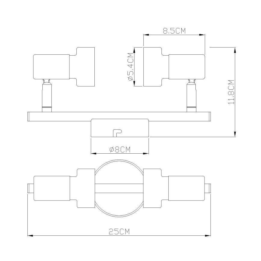 Globo - Strahler  2xGU10/25W/230V schwarz/golden