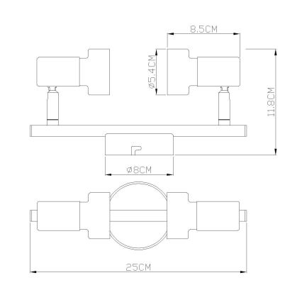 Globo - Strahler  2xGU10/25W/230V schwarz/silbern