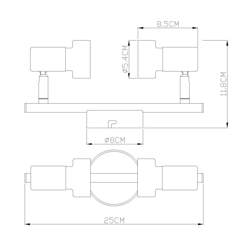 Globo - Strahler  2xGU10/25W/230V schwarz/silbern