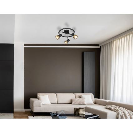Globo - Strahler  3xGU10/25W/230V schwarz/golden