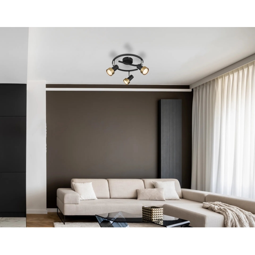 Globo - Strahler  3xGU10/25W/230V schwarz/golden