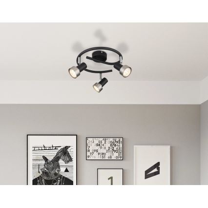 Globo - Strahler  3xGU10/25W/230V schwarz/silbern