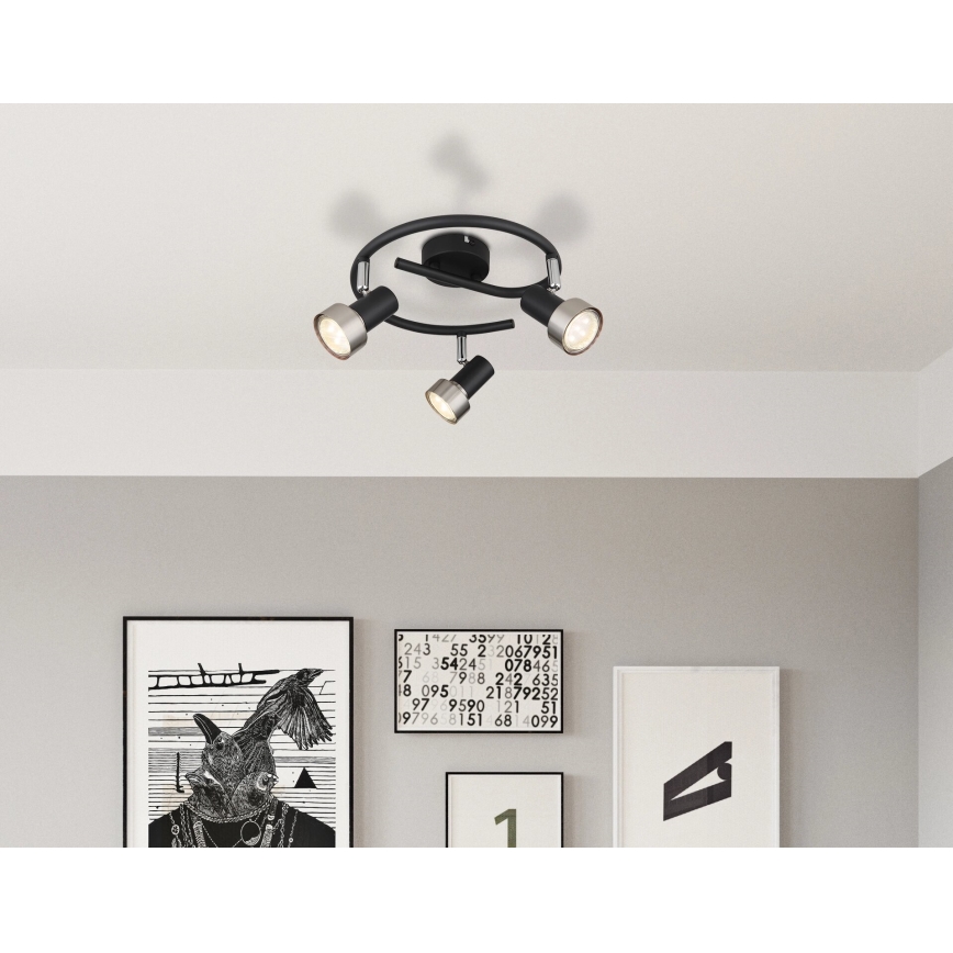 Globo - Strahler  3xGU10/25W/230V schwarz/silbern