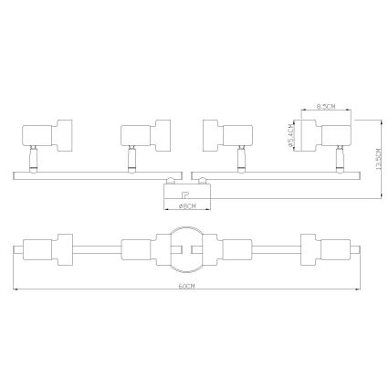 Globo - Strahler  4xGU10/25W/230V schwarz/silbern