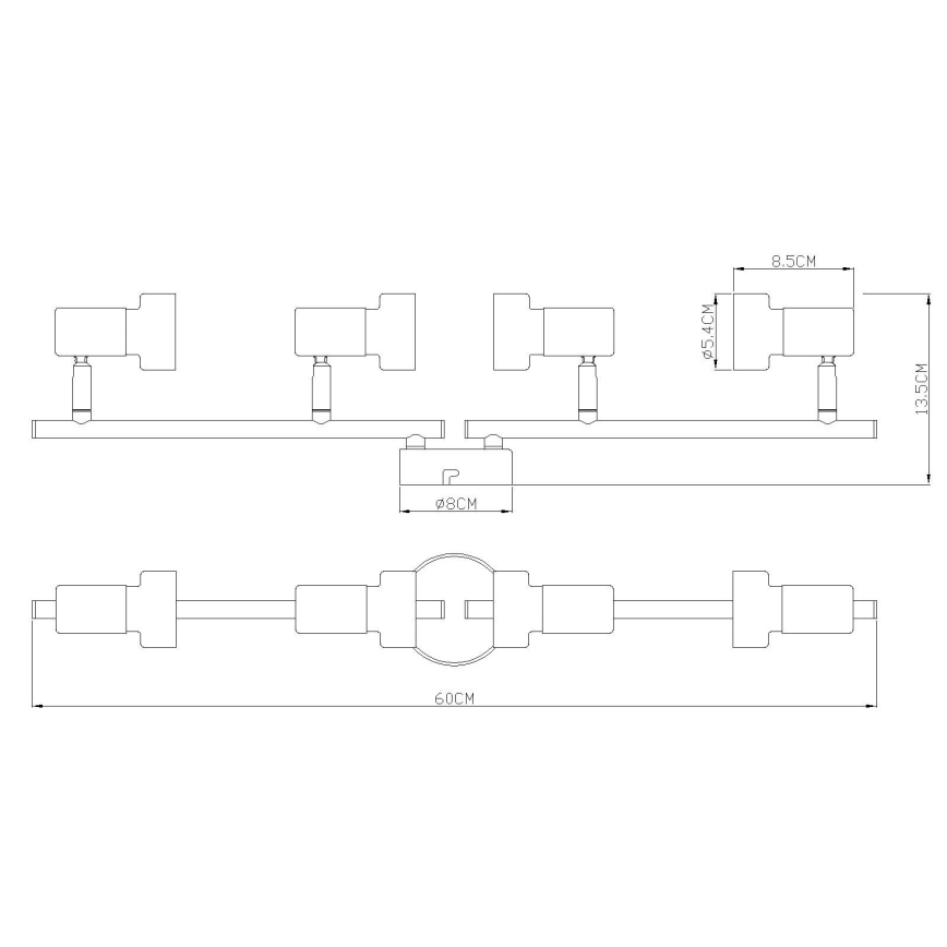Globo - Strahler  4xGU10/25W/230V schwarz/silbern
