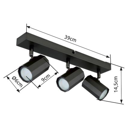 Globo - Strahler 3xGU10/25W/230V schwarz