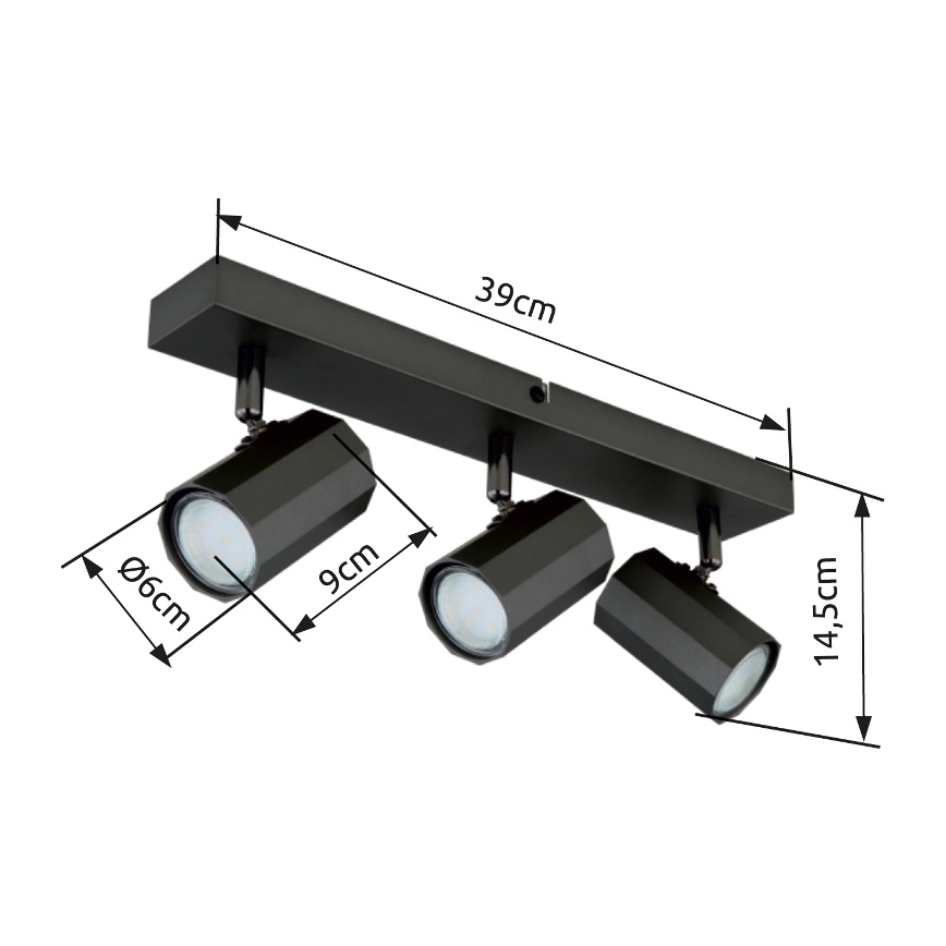 Globo - Strahler 3xGU10/25W/230V schwarz