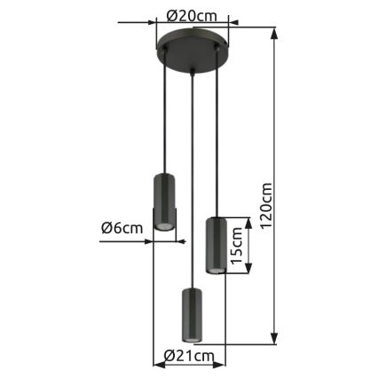 Globo - Hängeleuchte 3xGU10/25W/230V schwarz