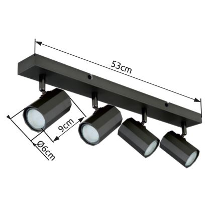Globo - Strahler 4xGU10/25W/230V schwarz