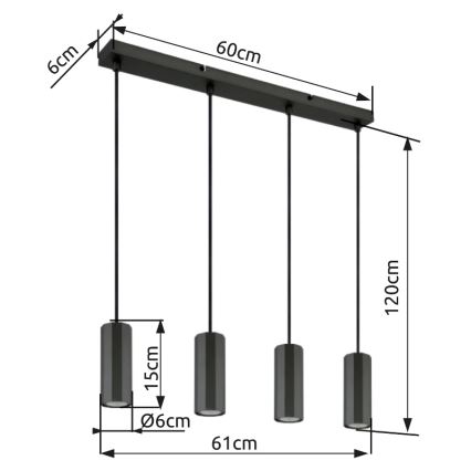 Globo - Strahler 4xGU10/25W/230V schwarz