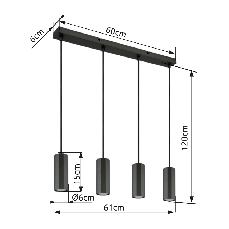 Globo - Strahler 4xGU10/25W/230V schwarz