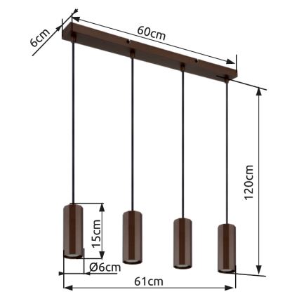 Globo - Hängeleuchte 4xGU10/25W/230V braun