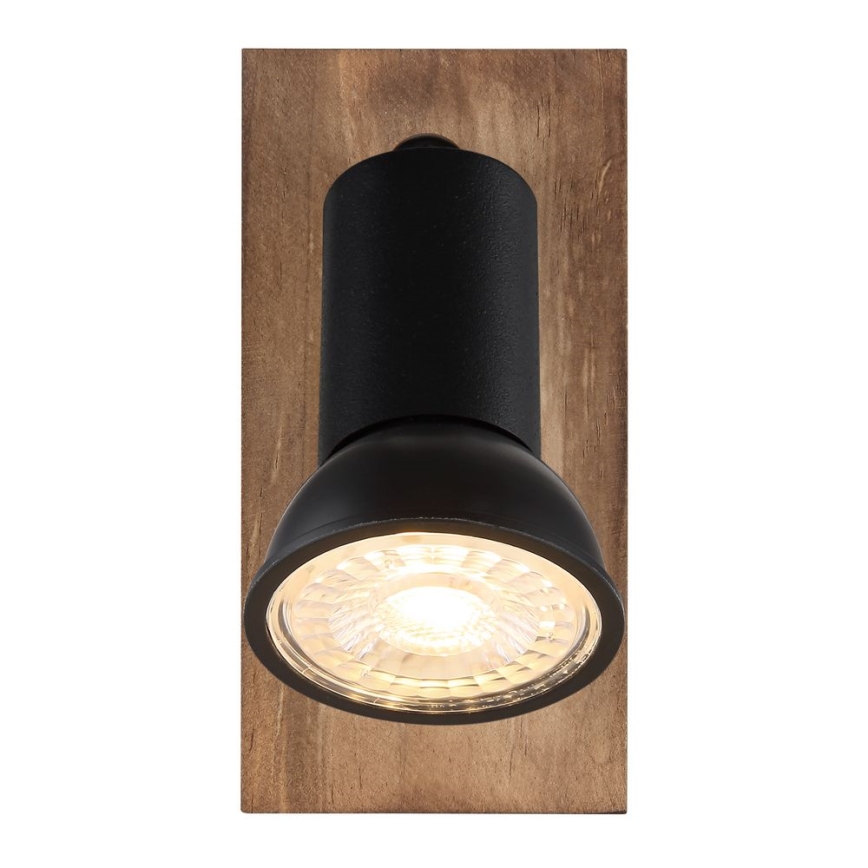 Globo - Wandleuchte mit 1xGU10/35W/230V Spot, Holz/Schwarz