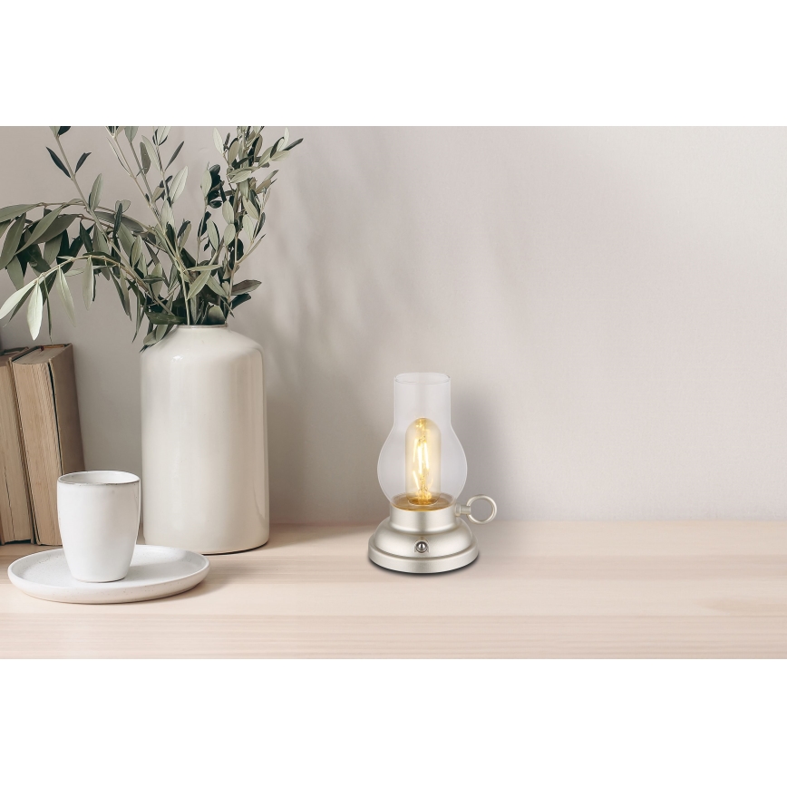 Globo - Dimmbare, aufladbare LED-Tischleuchte mit Touch-Funktion LED/1W/3,7V 1200 mAh matt Chrom