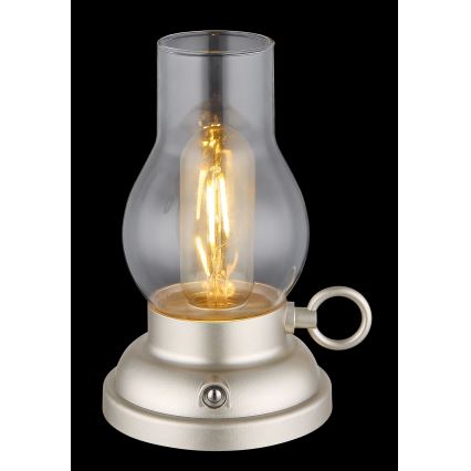Globo - Dimmbare, aufladbare LED-Tischleuchte mit Touch-Funktion LED/1W/3,7V 1200 mAh matt Chrom